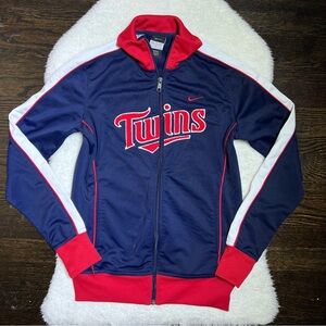 Nike MN Twins Baseball Full Zip Blue and Red Track Jacket Medium